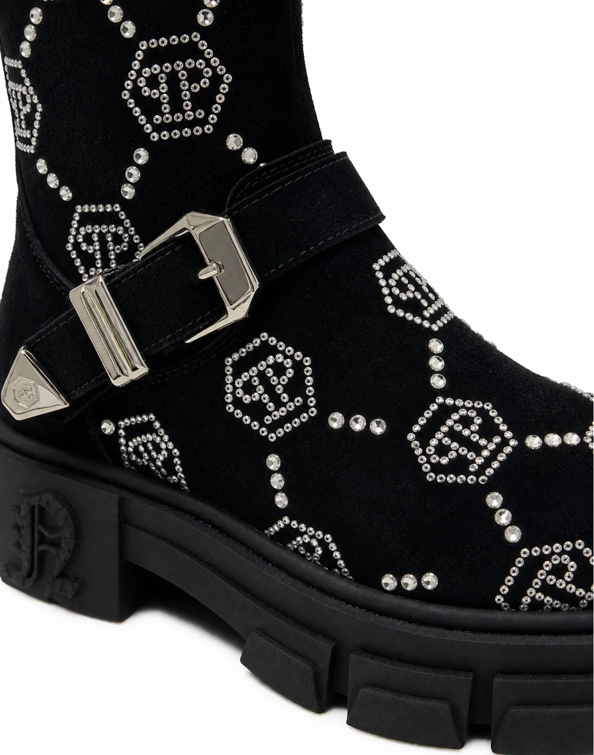 Suede Strass Boots Flat High Monogram, цвет: Черный