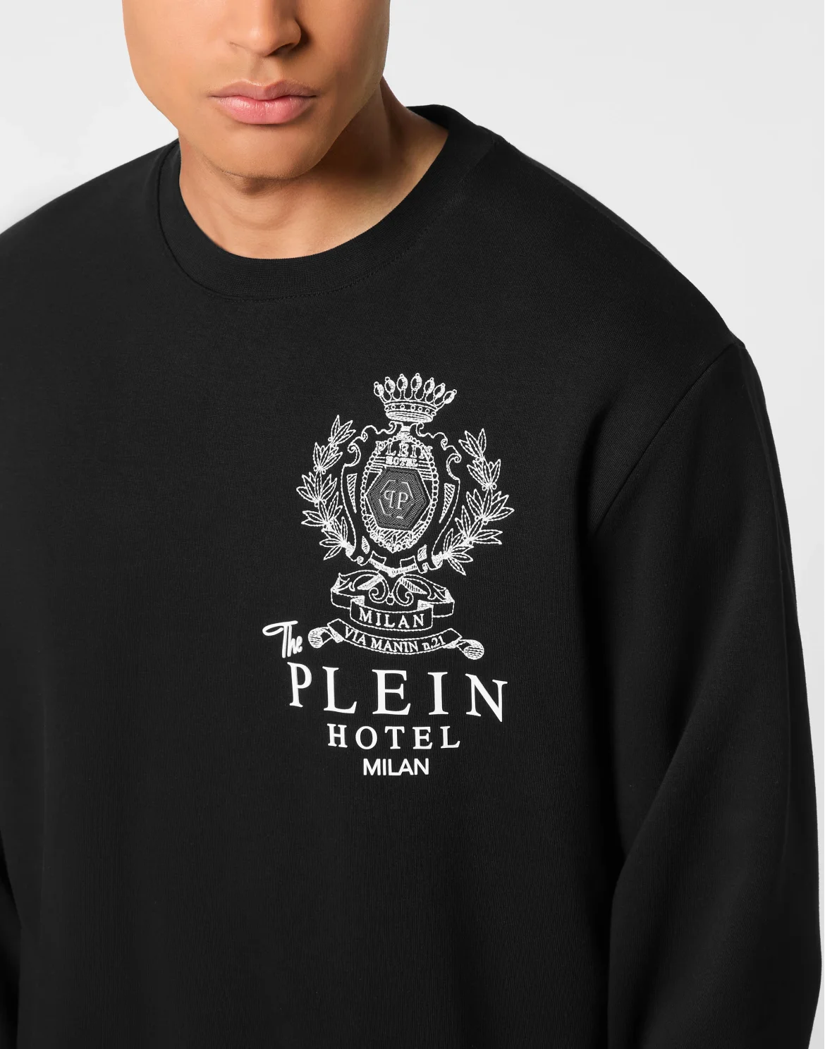 Fleece Round Neck Sweatshirt Plein Hotel, цвет: Черный
