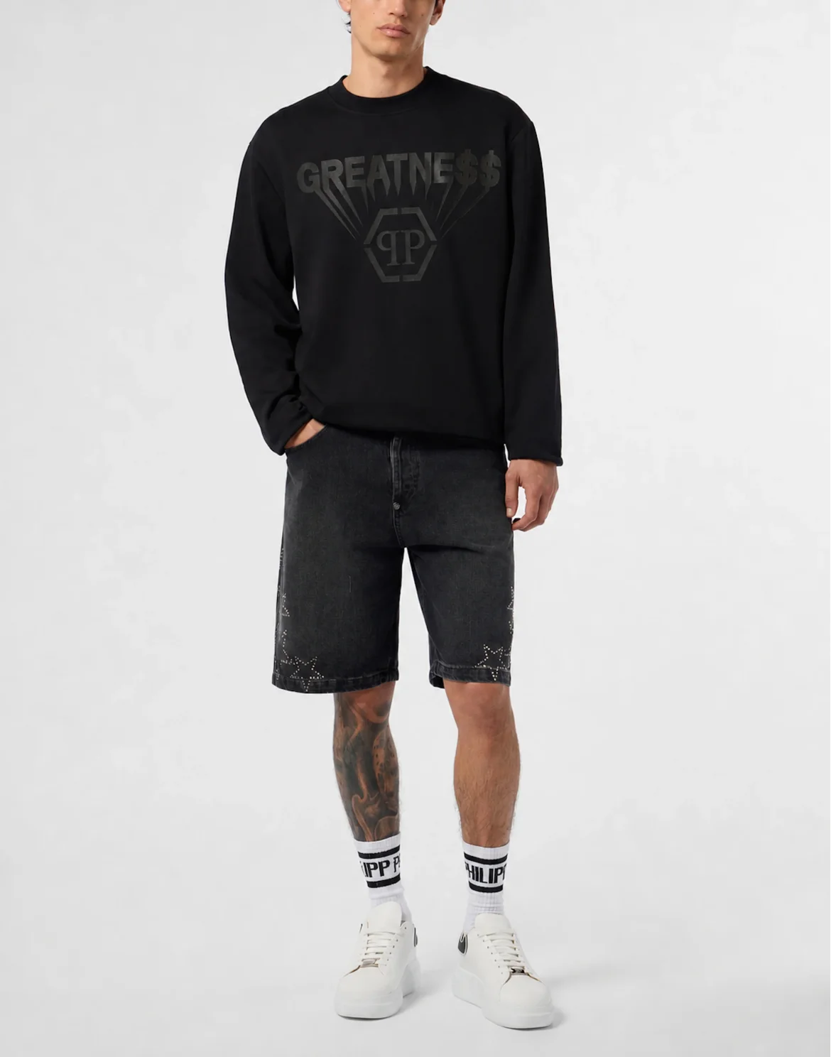 Printed Fleece Round Neck Sweatshirt Greatness, цвет: Черный