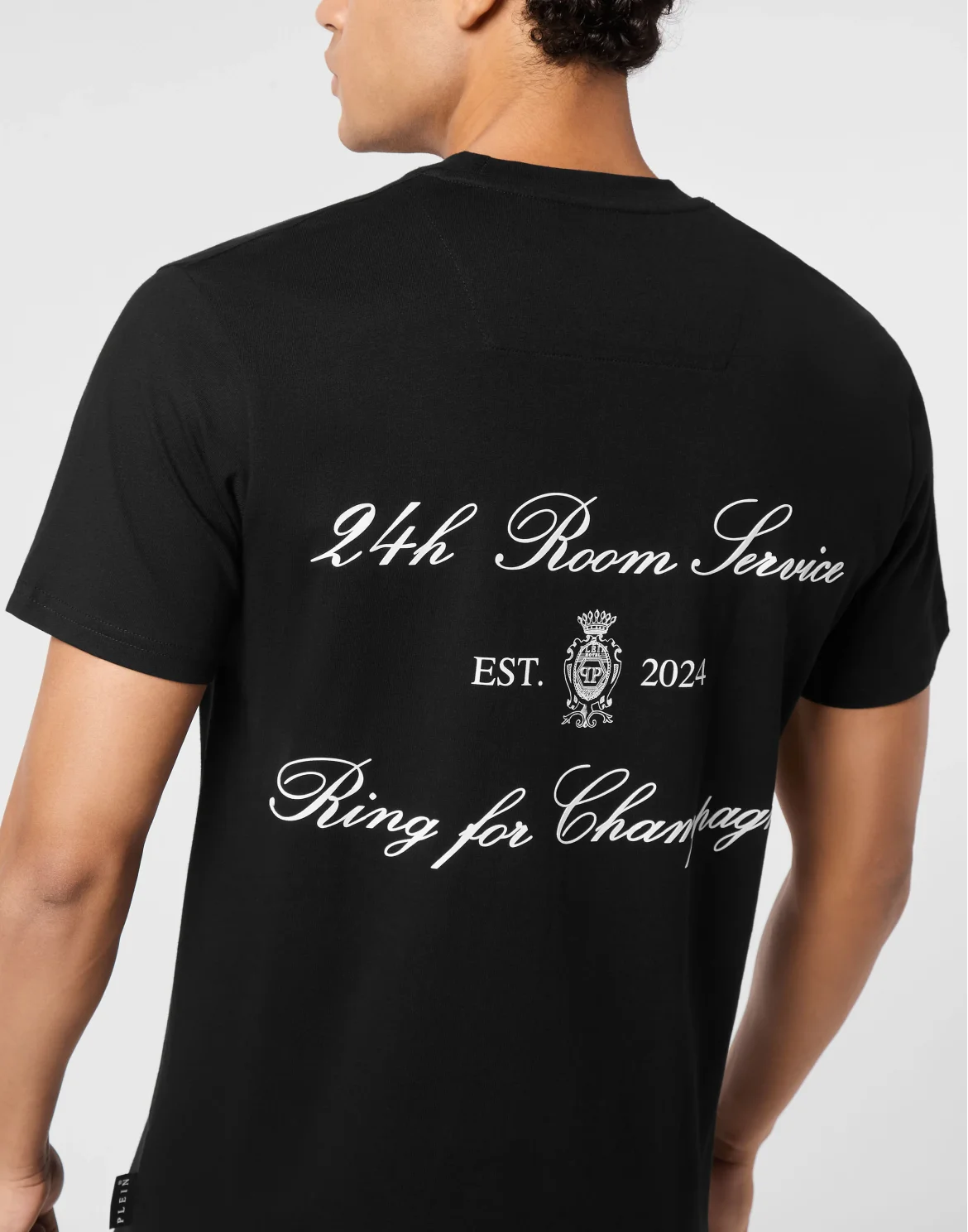 Embroidered Round Neck T-Shirt Plein Hotel, цвет: Черный