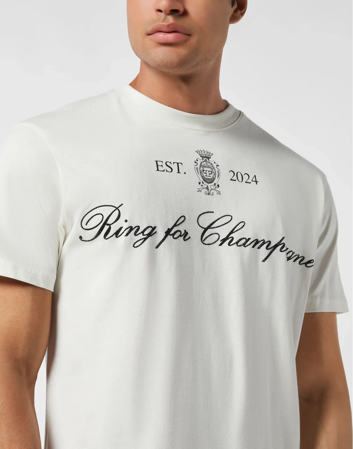 Embroidered Round Neck T-Shirt Stones, цвет: Бежевый