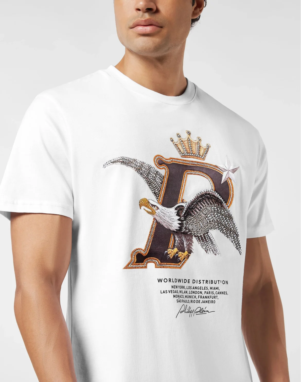 Round Neck T-Shirt Eagle Plein Worldwide, цвет: Белый