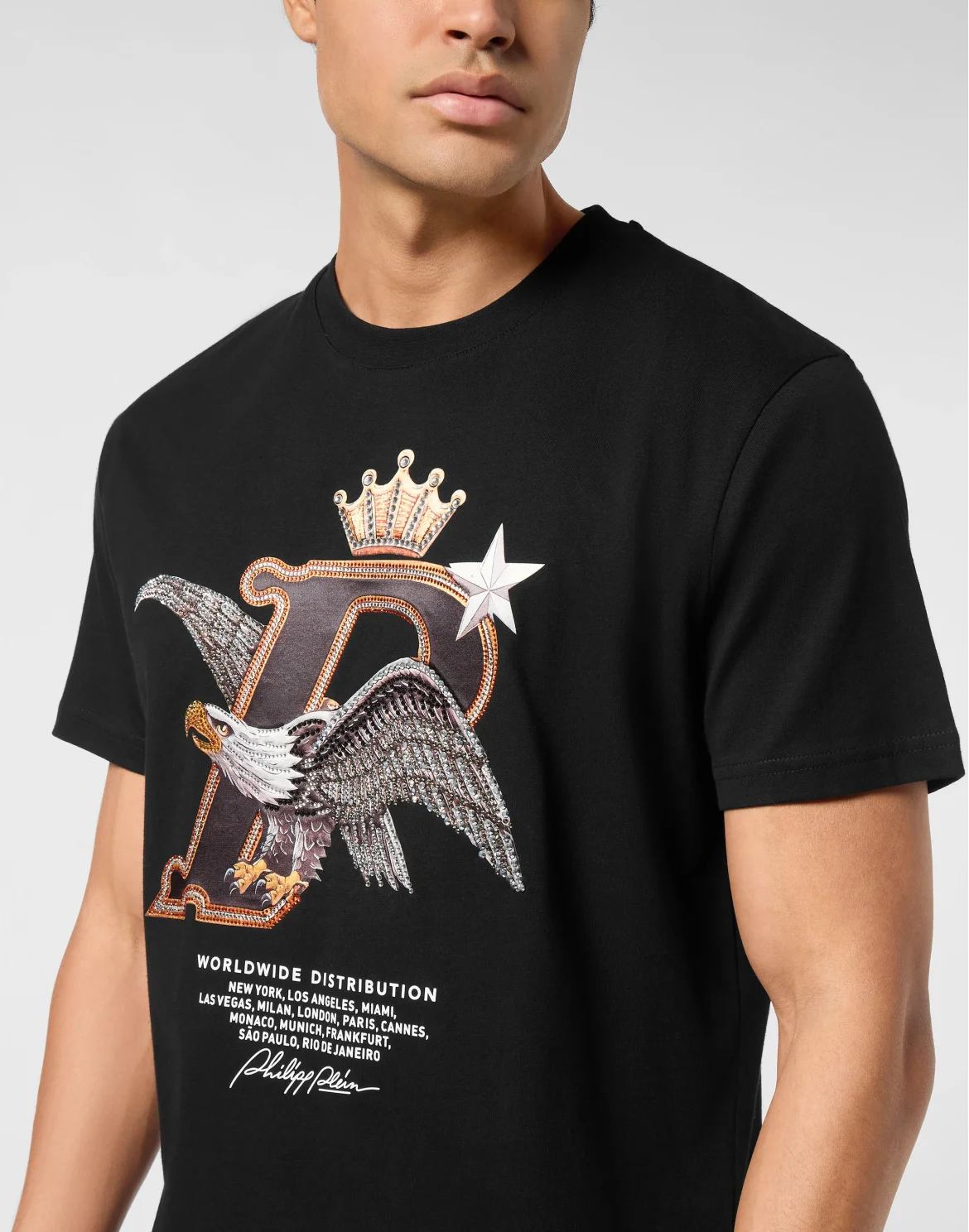 Round Neck T-Shirt Eagle Plein Worldwide, цвет: Черный