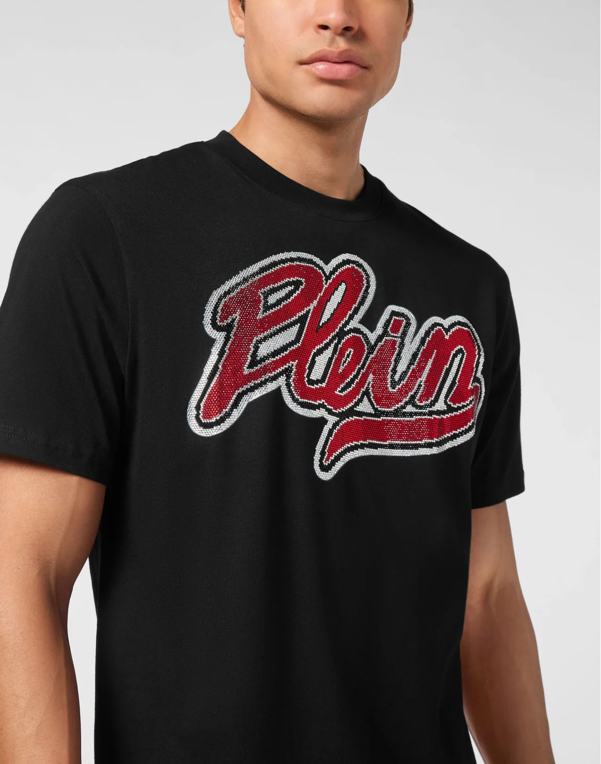 Round Neck T-Shirt Strass Signature, цвет: Черный