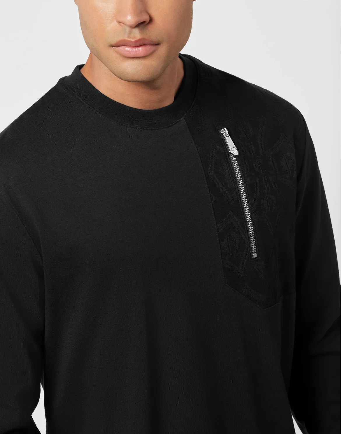 Long Sleeve T-Shirt With Jacquard Crest Insert, цвет: Черный