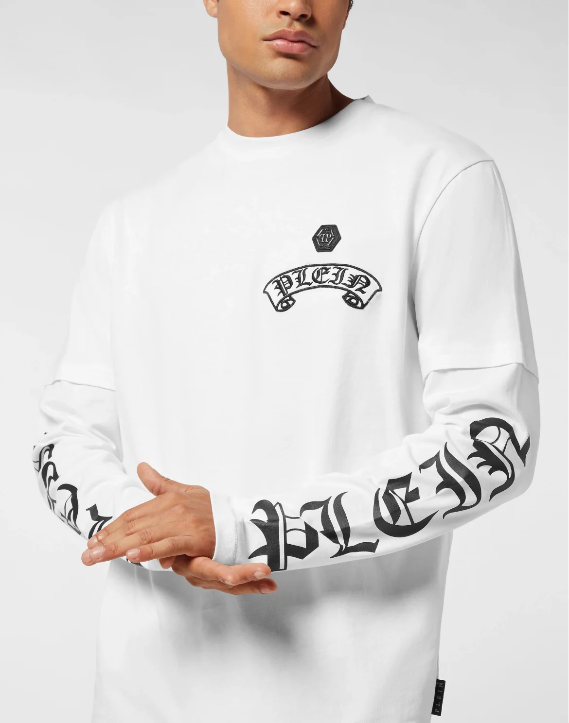 Double Sleeve T-Shirt Banner Embroidery, цвет: Белый
