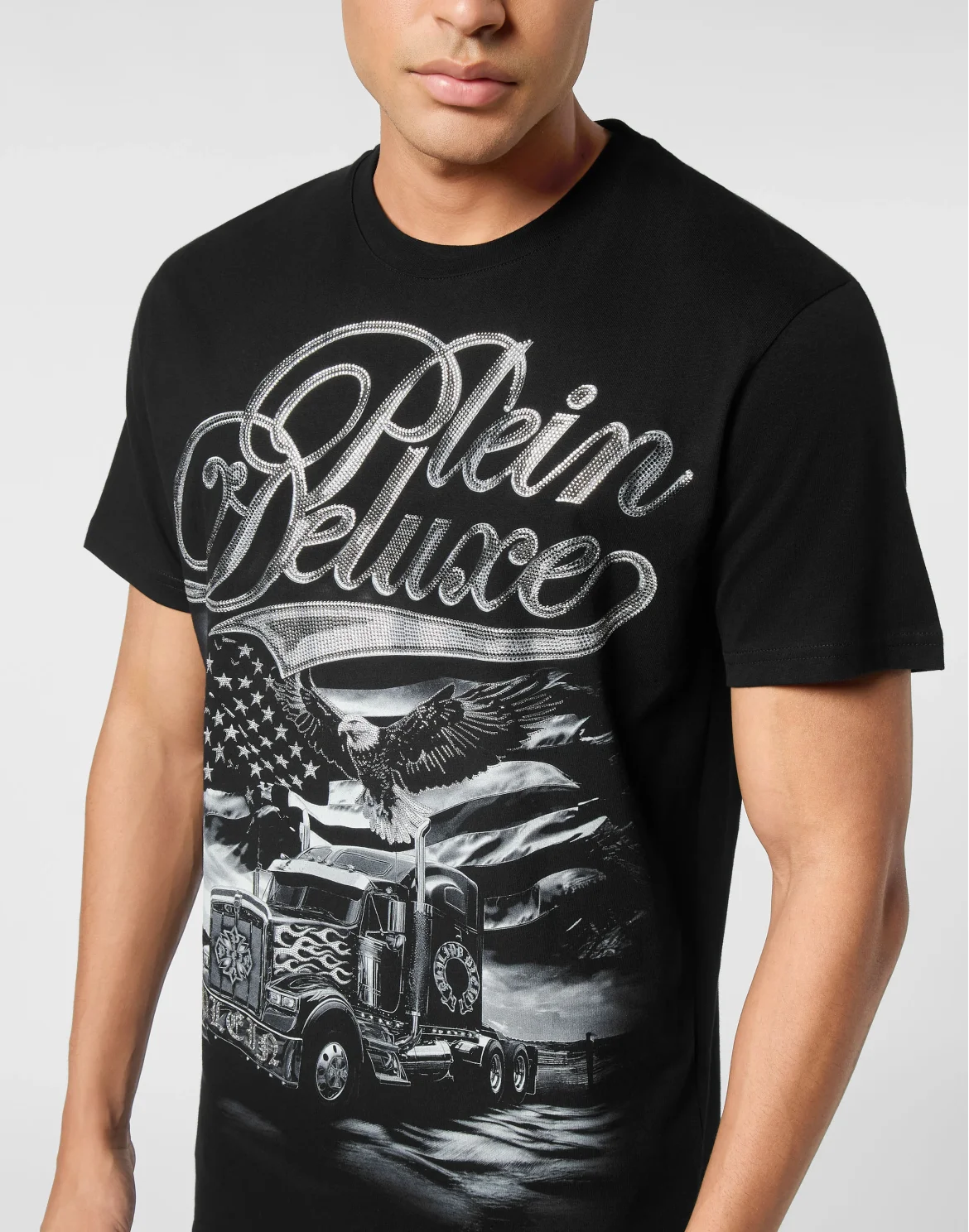 Round Neck T-Shirt Plein Truck Stones, цвет: Черный