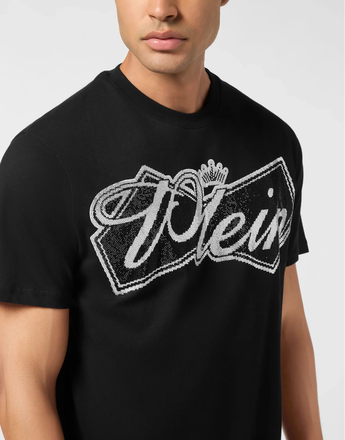 Round Neck T-Shirt Plein Crown Stones, цвет: Черный