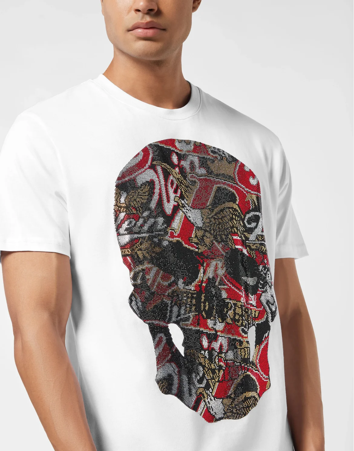 Round Neck T-Shirt Skull Stones, цвет: Белый