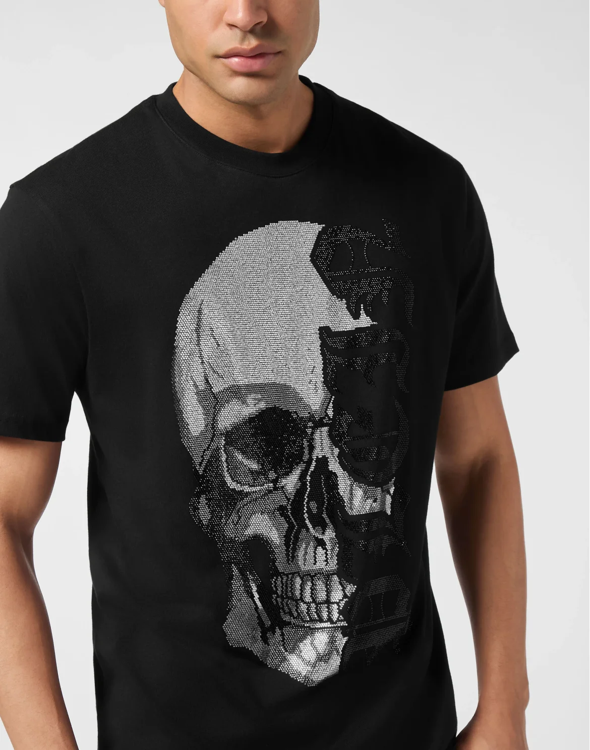 Round Neck T-Shirt Gothic Plein Stones, цвет: Черный