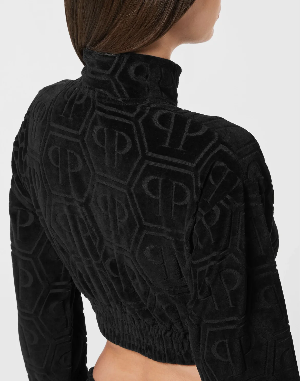 Cropped Tracksuit Jacket Jacquard Monogram, цвет: Черный