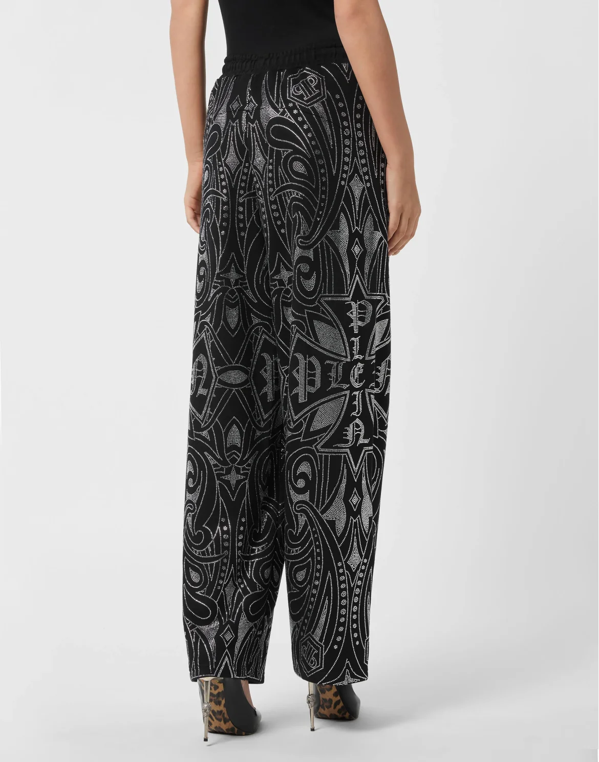 Skater Fit Jogging Pants Gothic Plein Strass, цвет: Черный