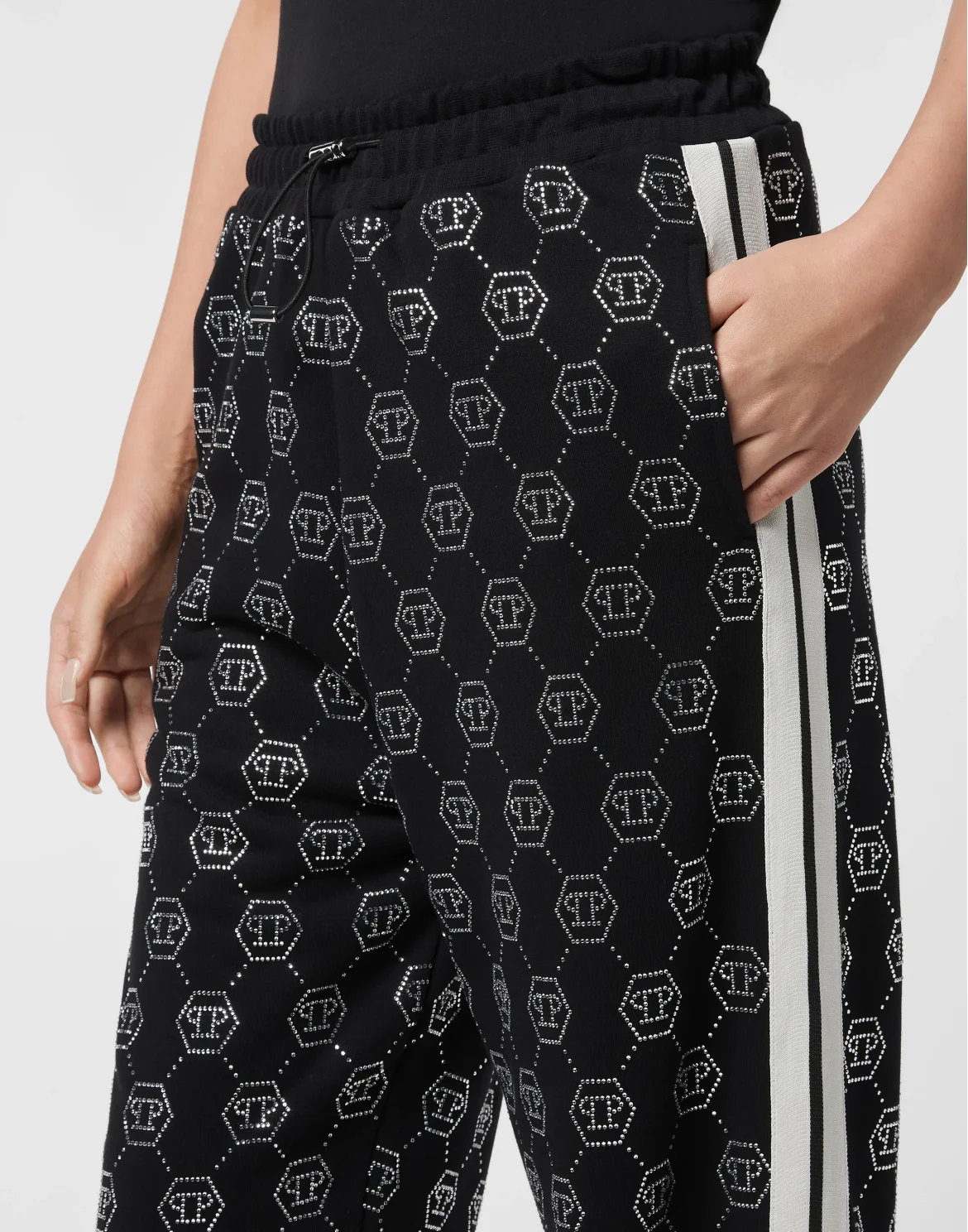Washed Fleece Joggers Monogram Strass, цвет: Черный