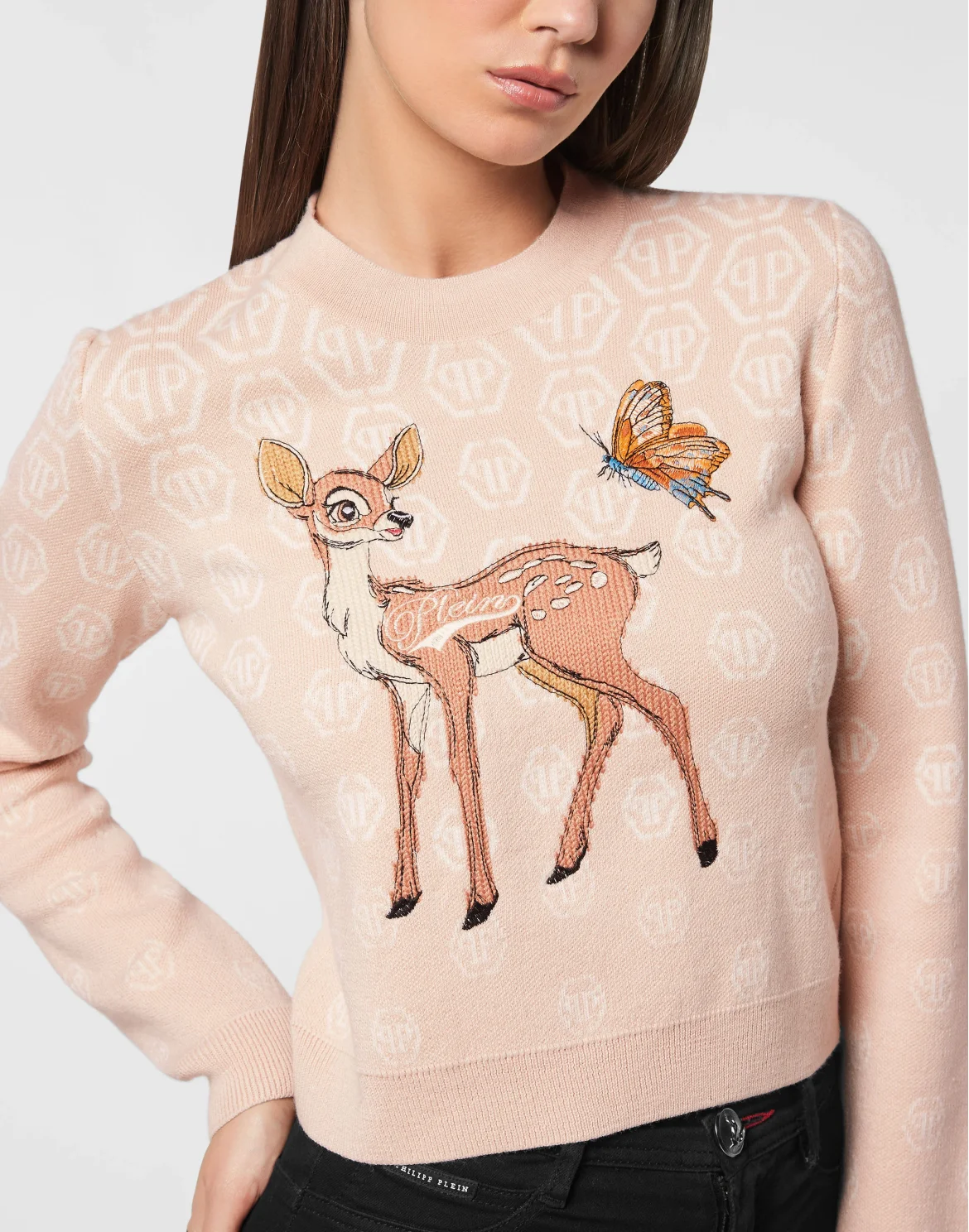 Roundneck Pullover with Fairy Embroidery Monogram, цвет: Бежевый