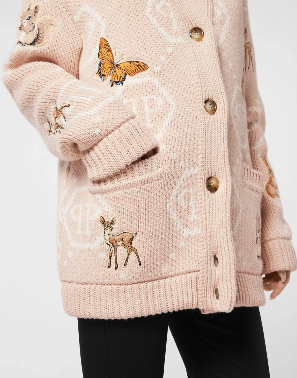 Long Oversized Cardigan with Fairy Embroidery, цвет: Бежевый