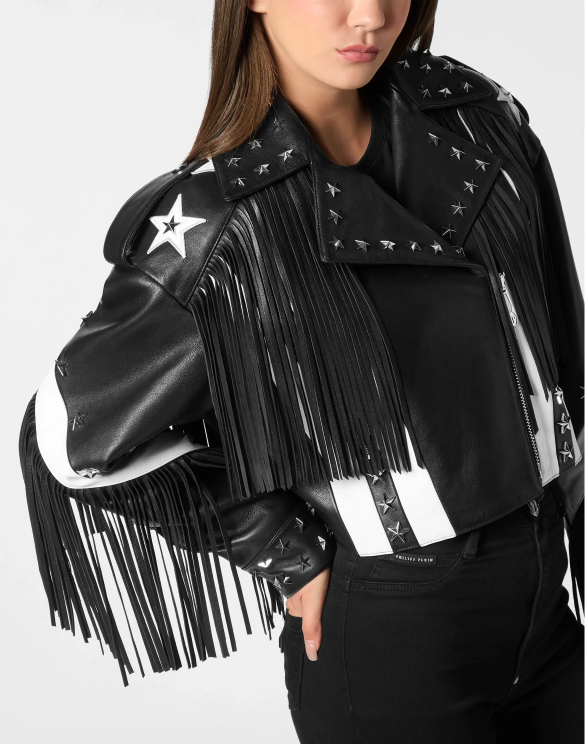 Vintage Leather Moon Biker with Fringes America, цвет: Черный