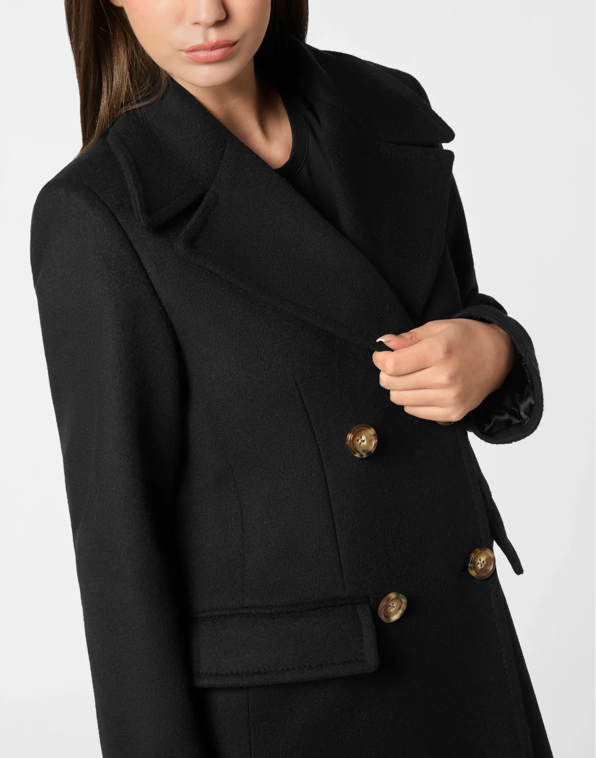 Double-Breasted Embroidered Long Coat Fairy, цвет: Черный