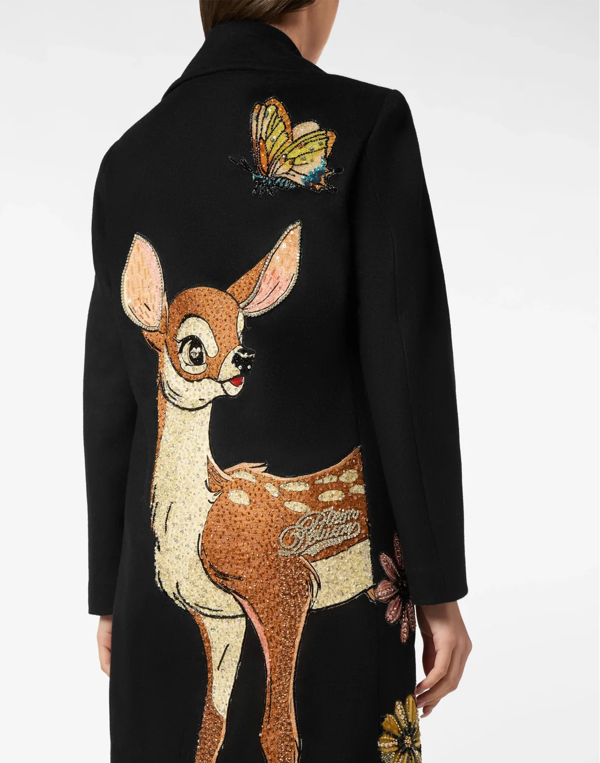 Double-Breasted Embroidered Long Coat Fairy, цвет: Черный