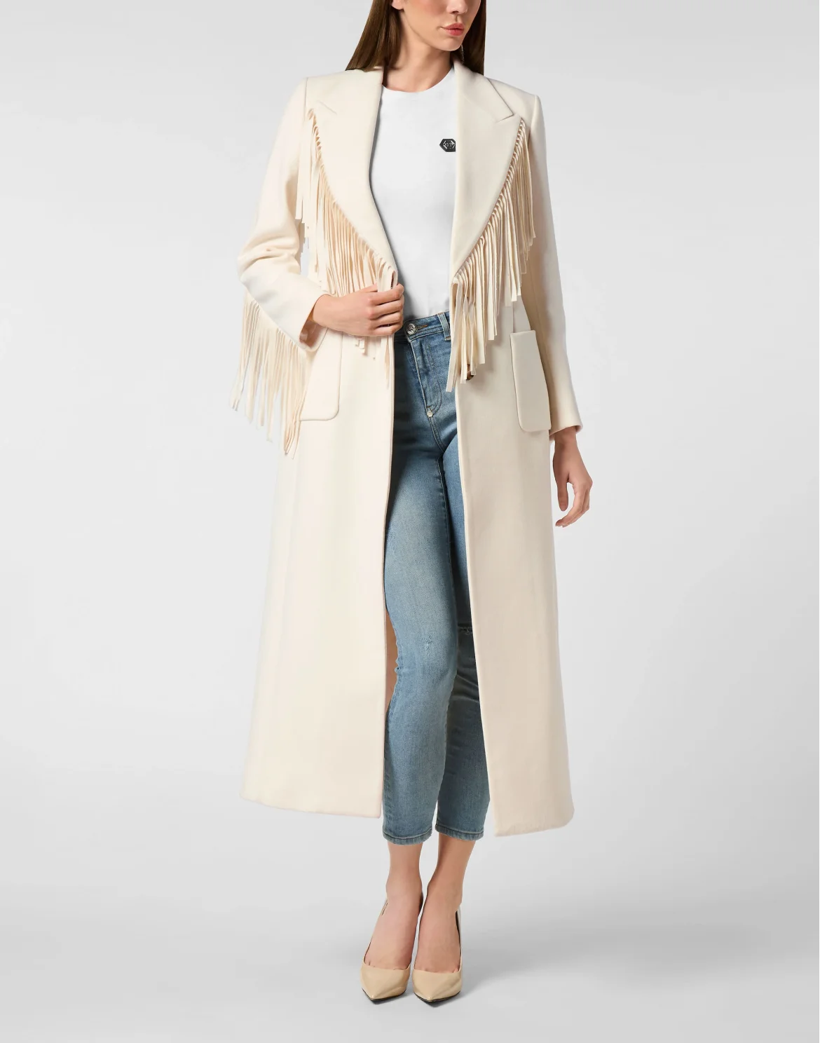 Fringes Long Coat Plein Deluxe, цвет: Бежевый