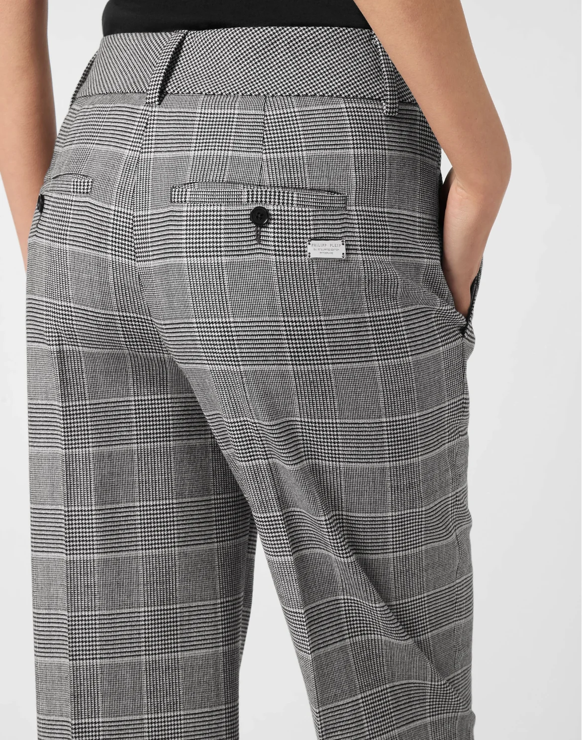 Long Straight Trousers Prince of Wales, цвет: Серый