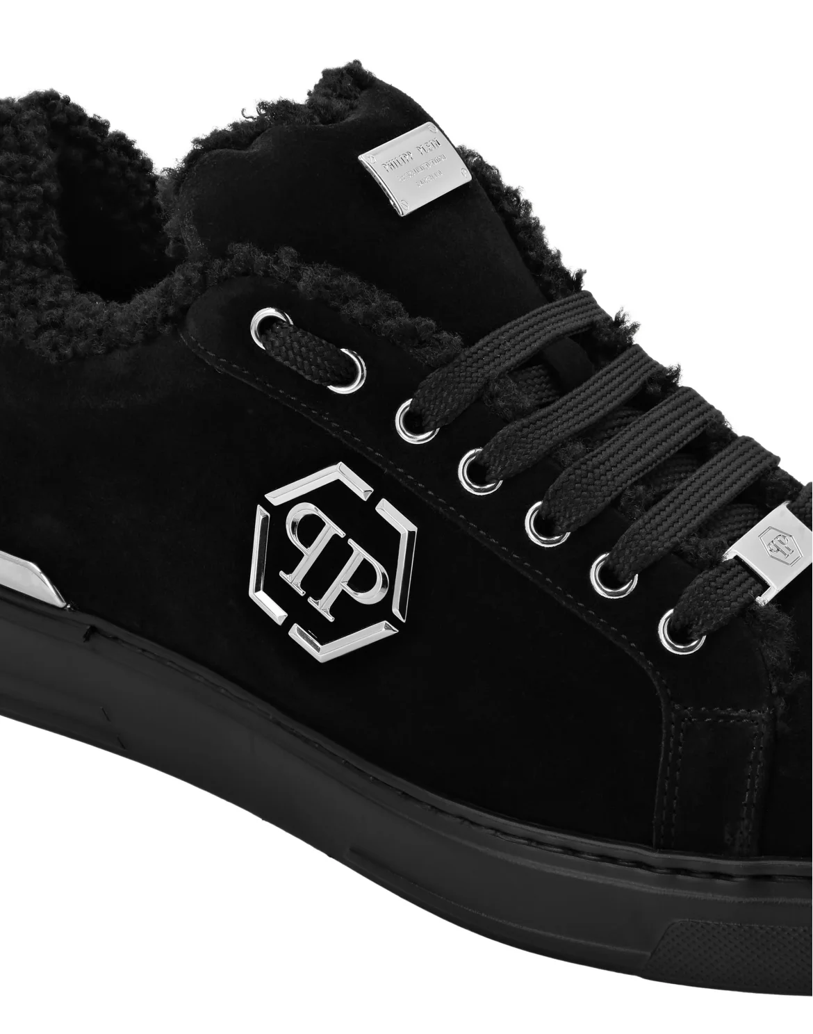 Suede Eco Fur Low Top Sneakers Carson, цвет: Черный
