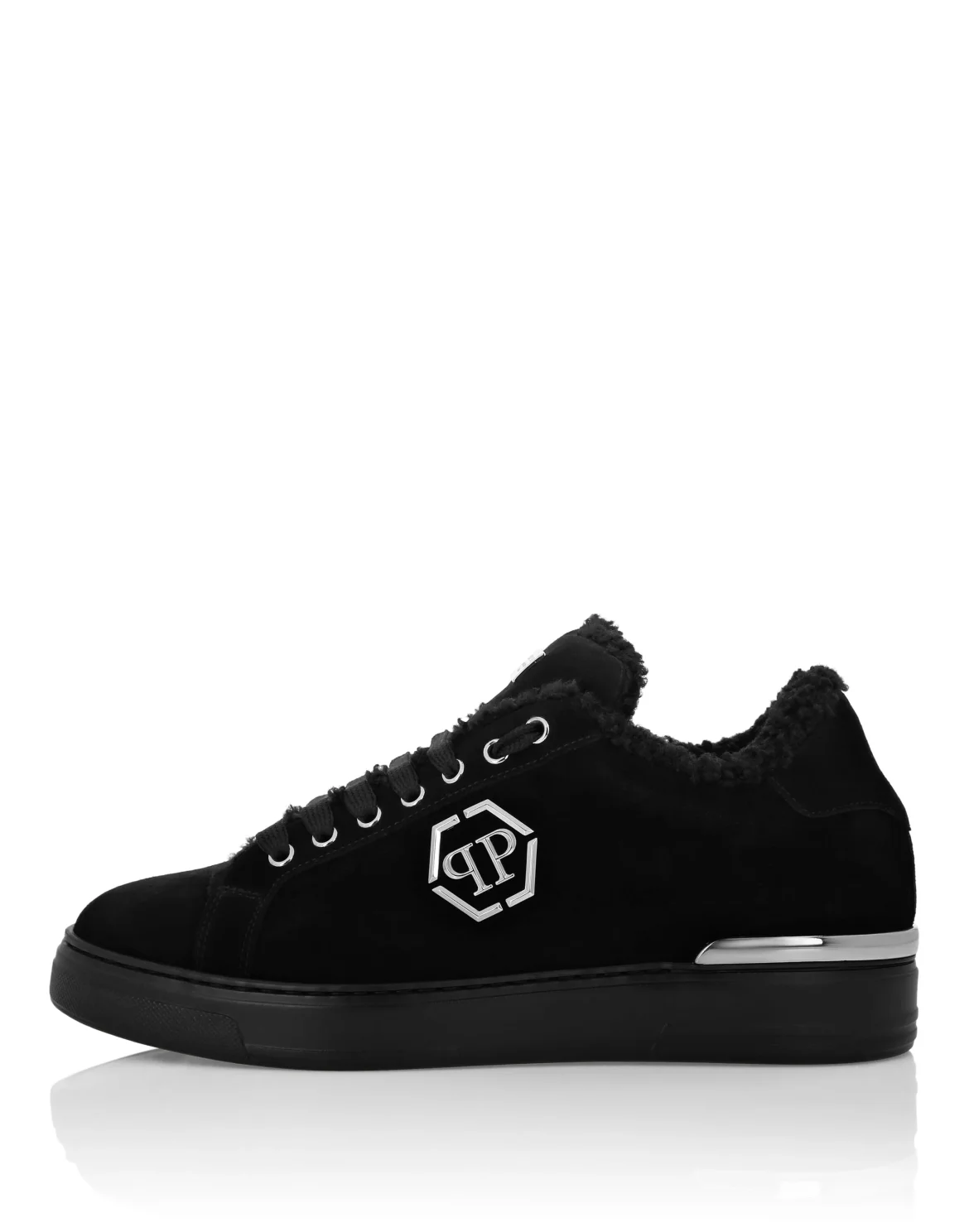 Suede Eco Fur Low Top Sneakers Carson, цвет: Черный