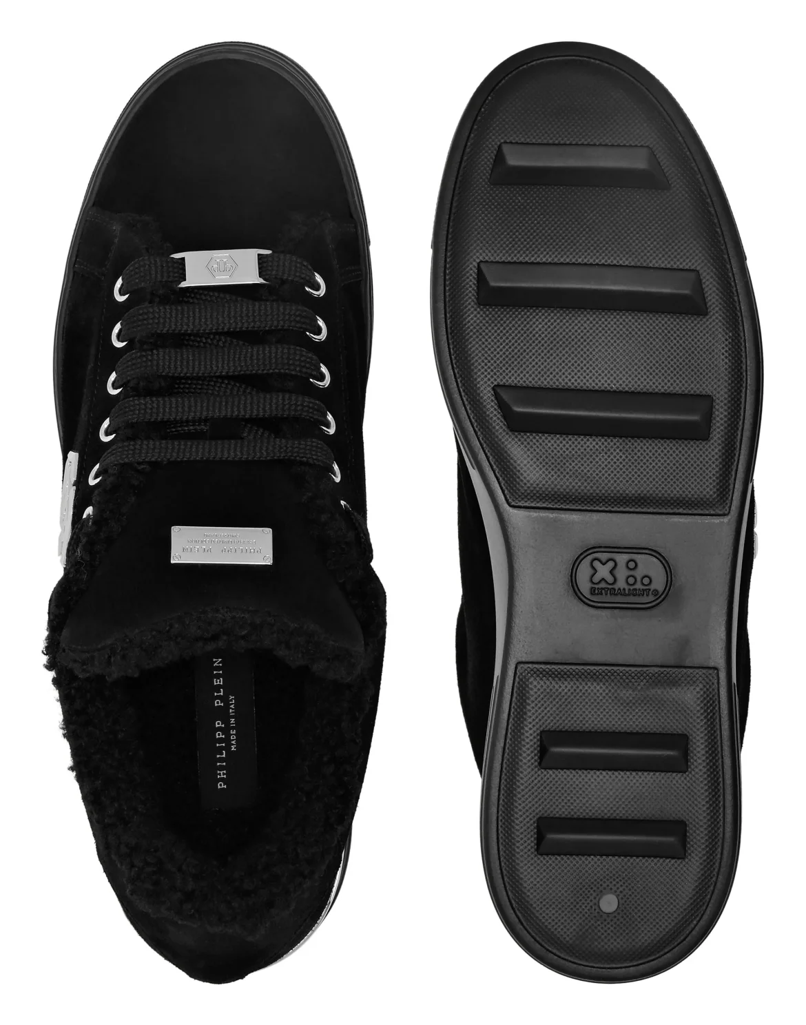 Suede Eco Fur Low Top Sneakers Carson, цвет: Черный