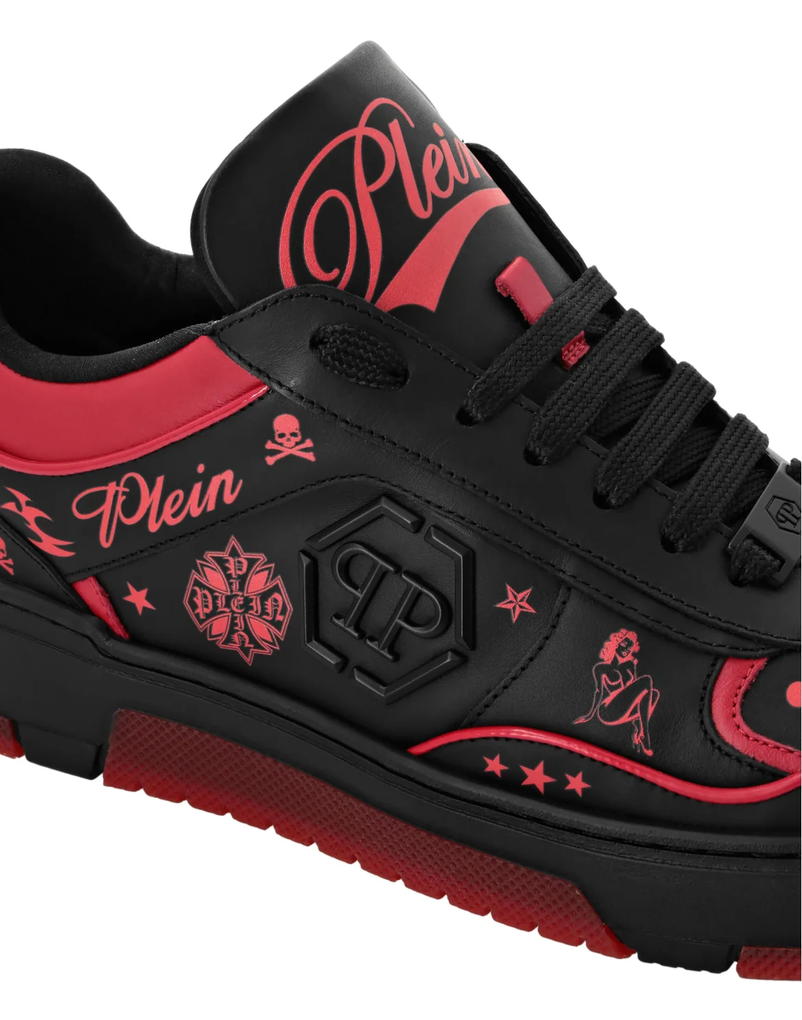 Nappa Leather Low Top Sneakers All-Over Plein, цвет: Черный