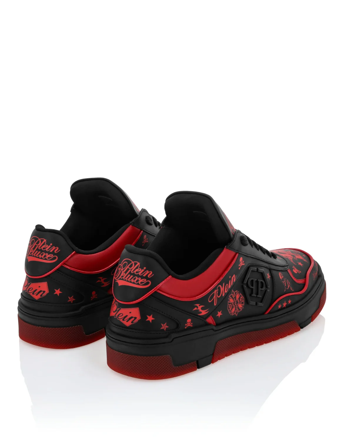 Nappa Leather Low Top Sneakers All-Over Plein, цвет: Черный
