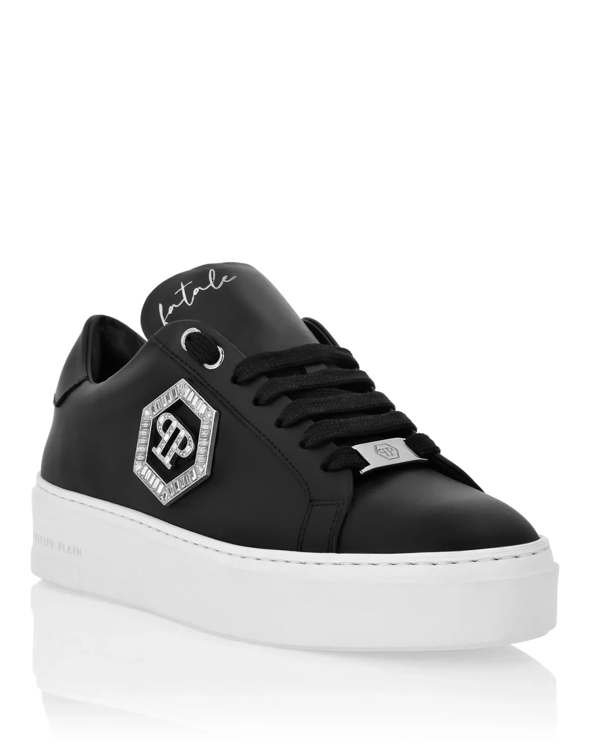 Nappa Leather Low Top Sneakers Crystal Fatale, цвет: Черный