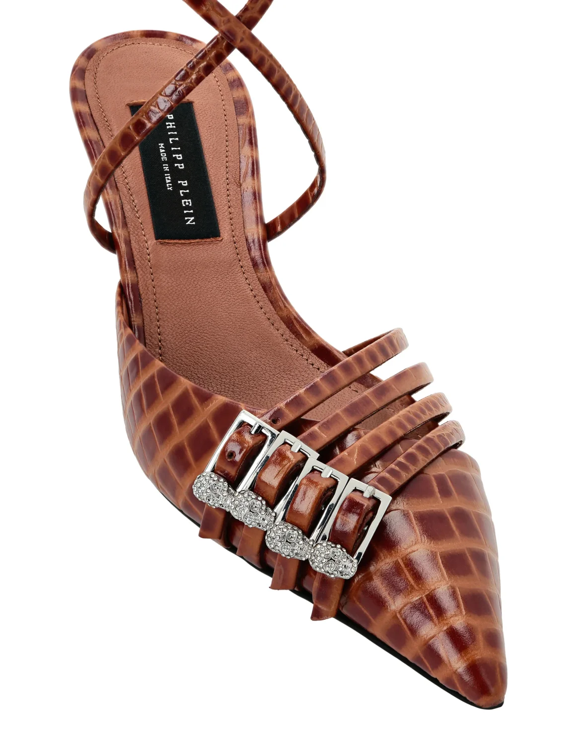 Multi-Strap Low-Heel Slingback Cocco Print, цвет: Коричневый