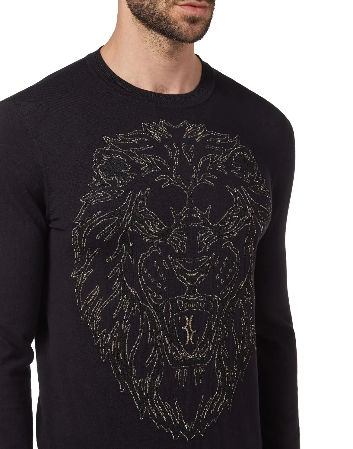 Pullover Round Neck LS Lion, цвет: Черный