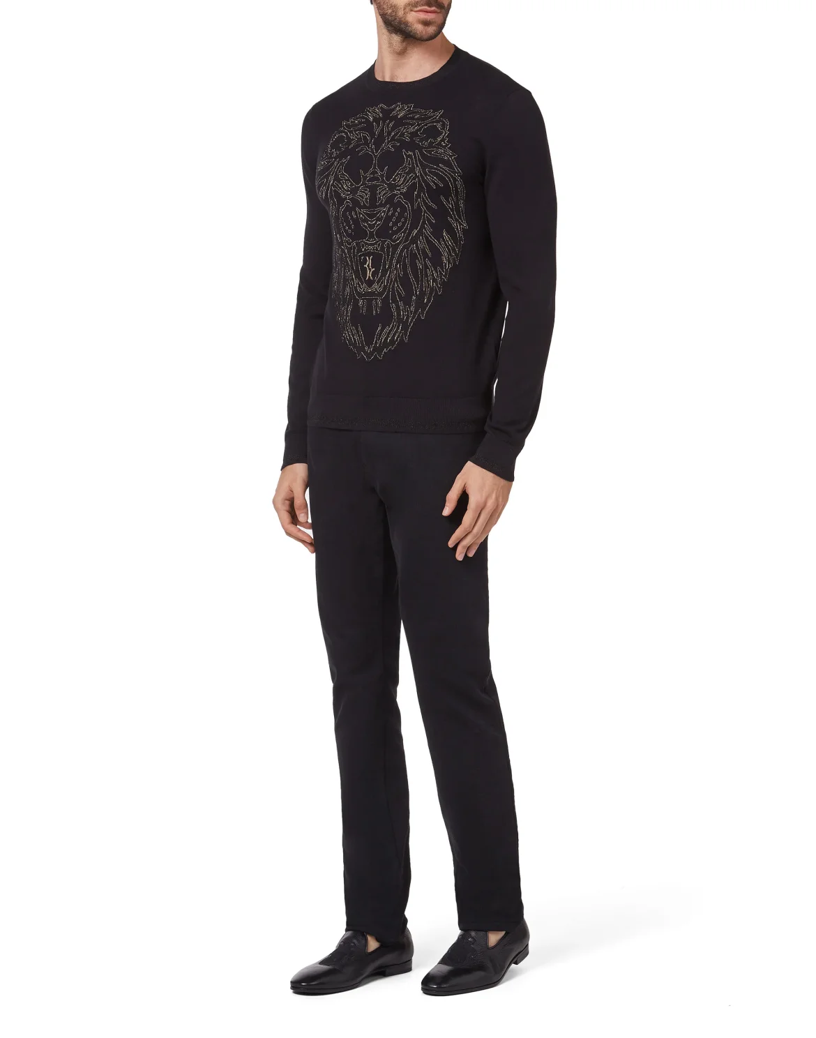 Pullover Round Neck LS Lion, цвет: Черный