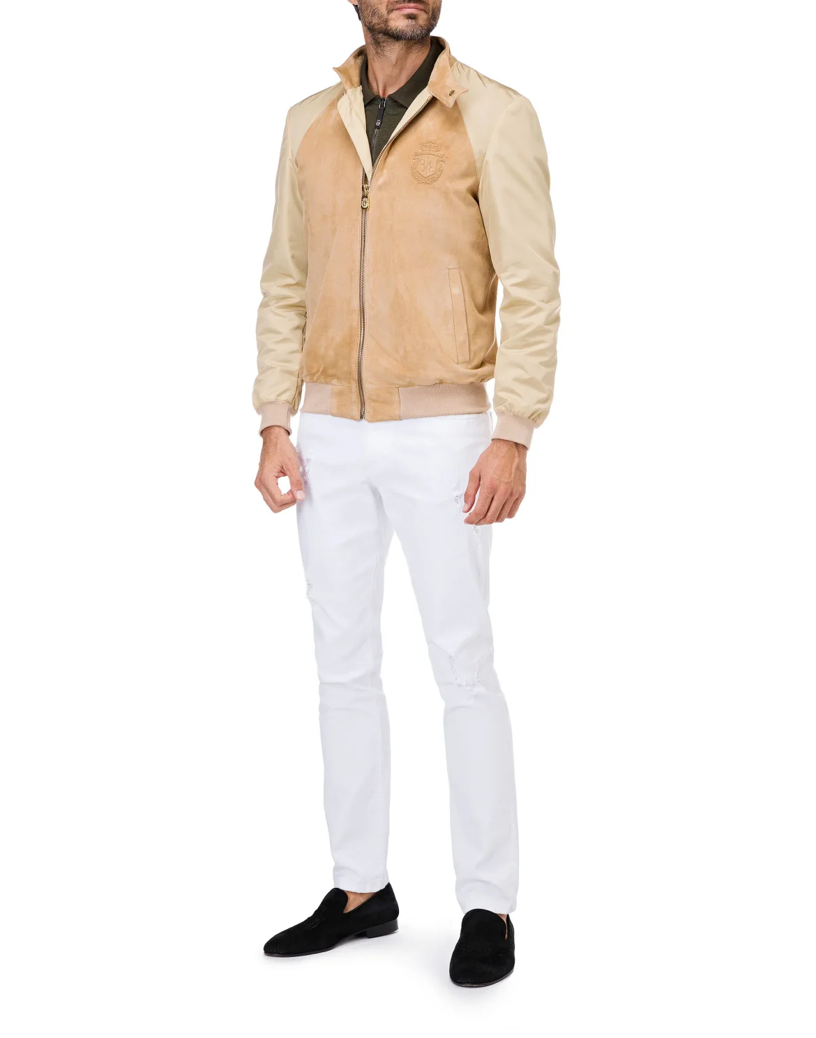 Leather Bomber Crest, цвет: Бежевый