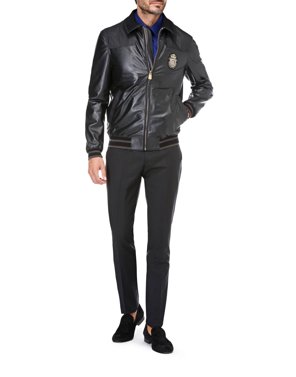 Leather Bomber Crest, цвет: Черный