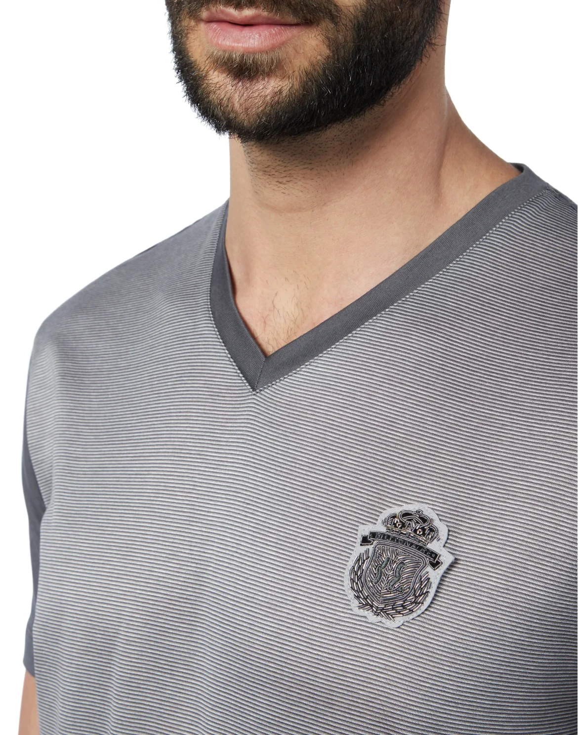T-shirt V-Neck SS Crest, цвет: Серый