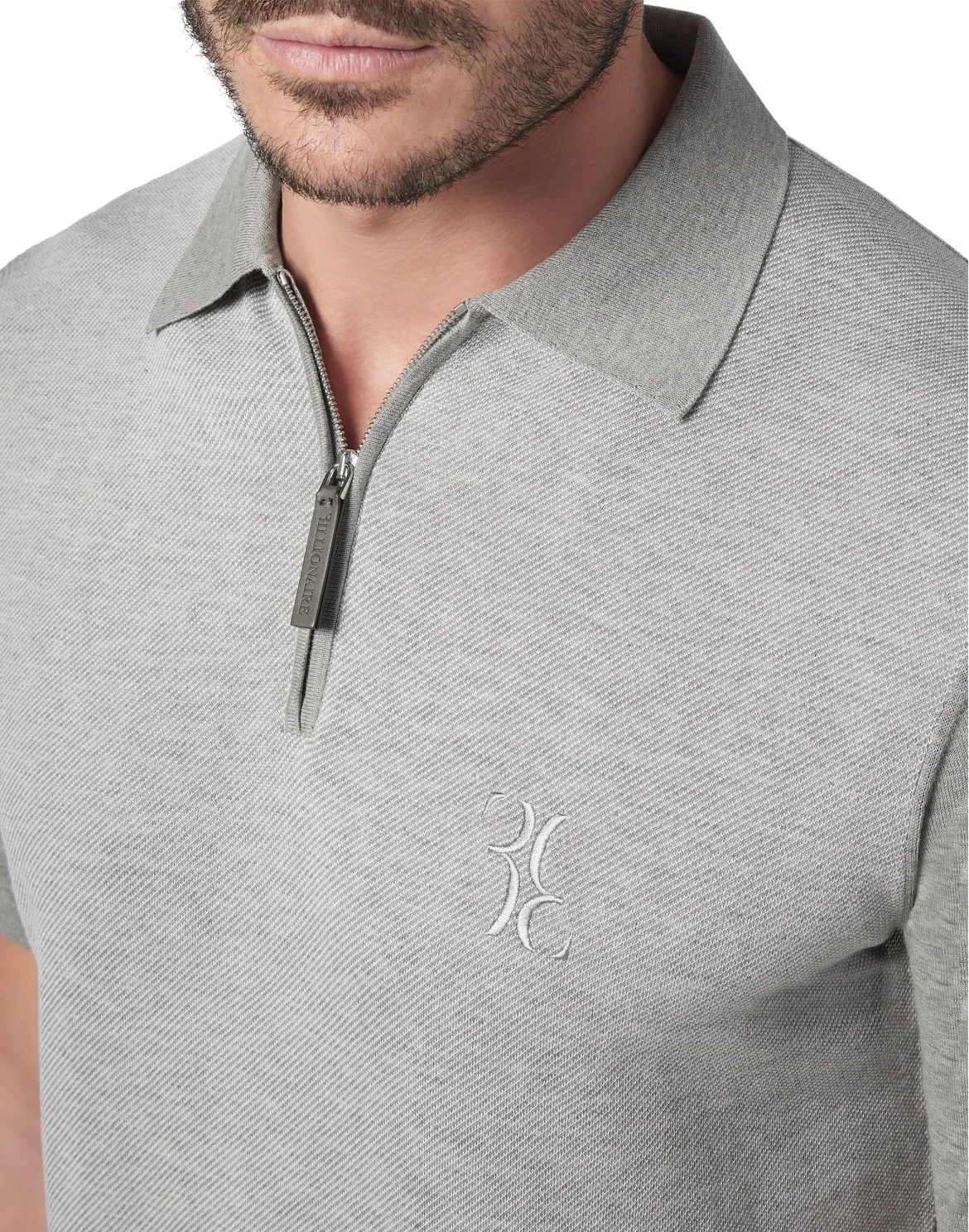 Pullover zip mock SS Double B, цвет: Серый