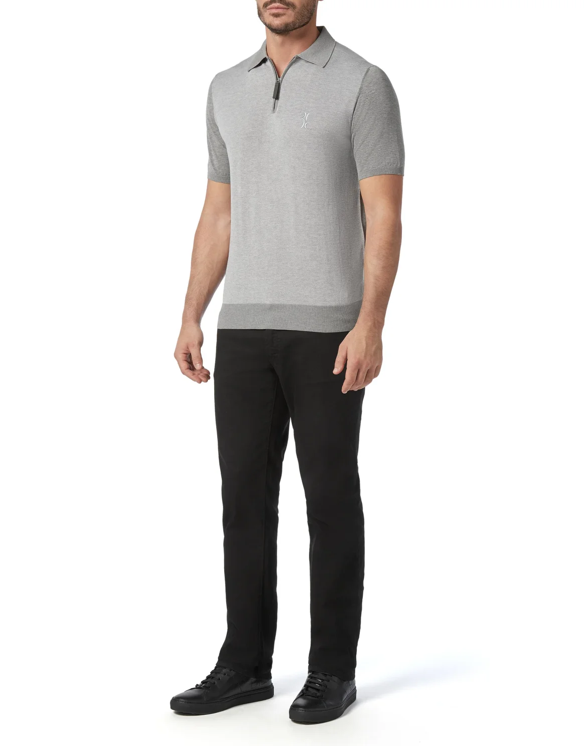 Pullover zip mock SS Double B, цвет: Серый