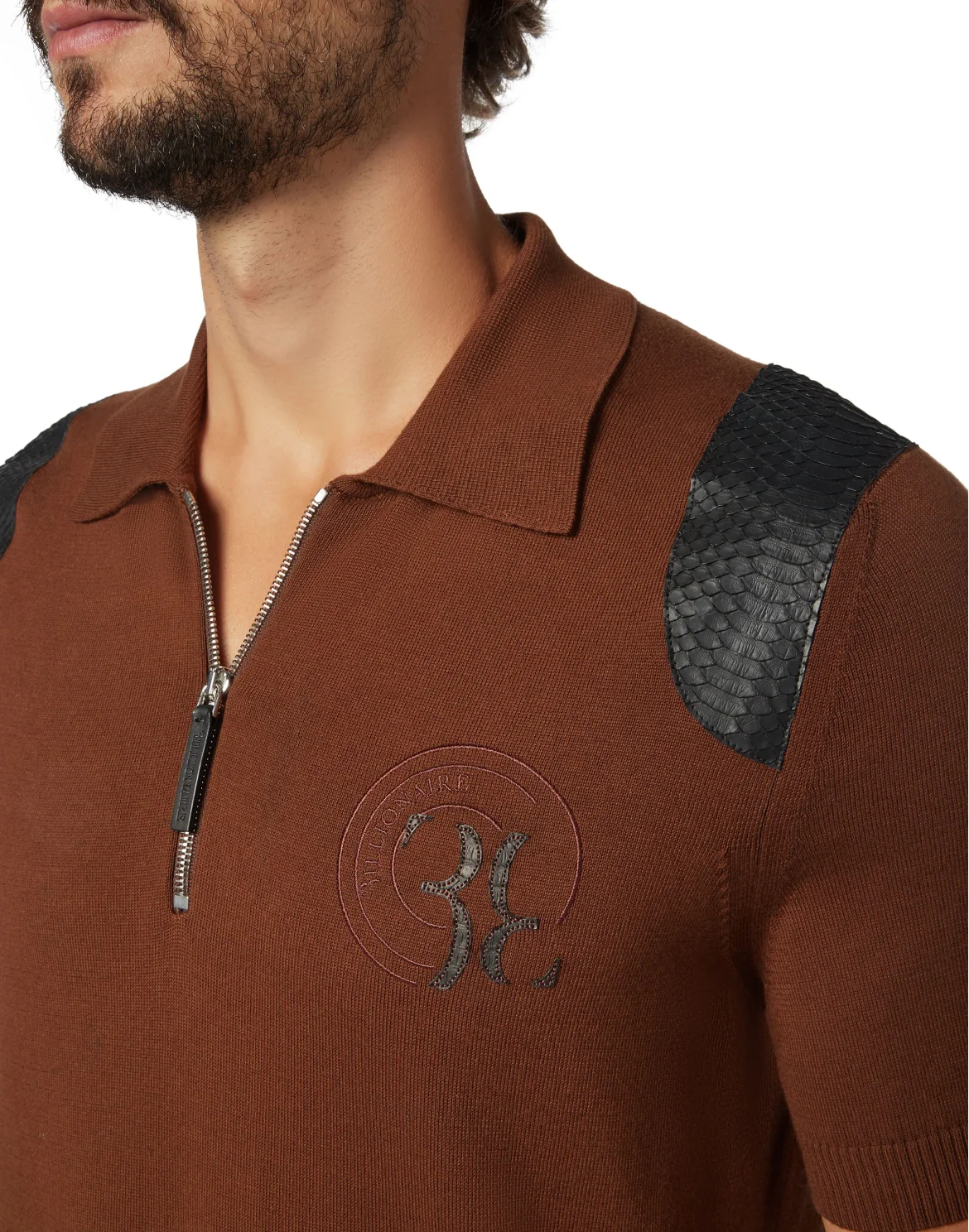 Pullover zip mock SS Luxury, цвет: Коричневый