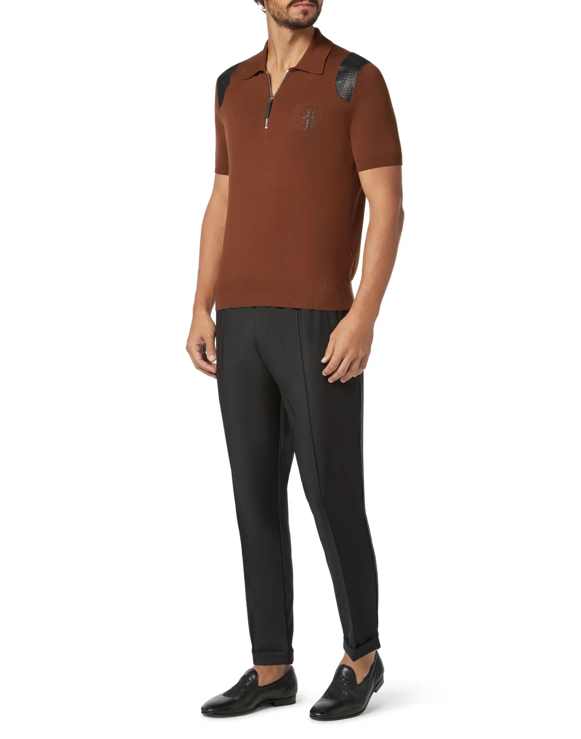 Pullover zip mock SS Luxury, цвет: Коричневый