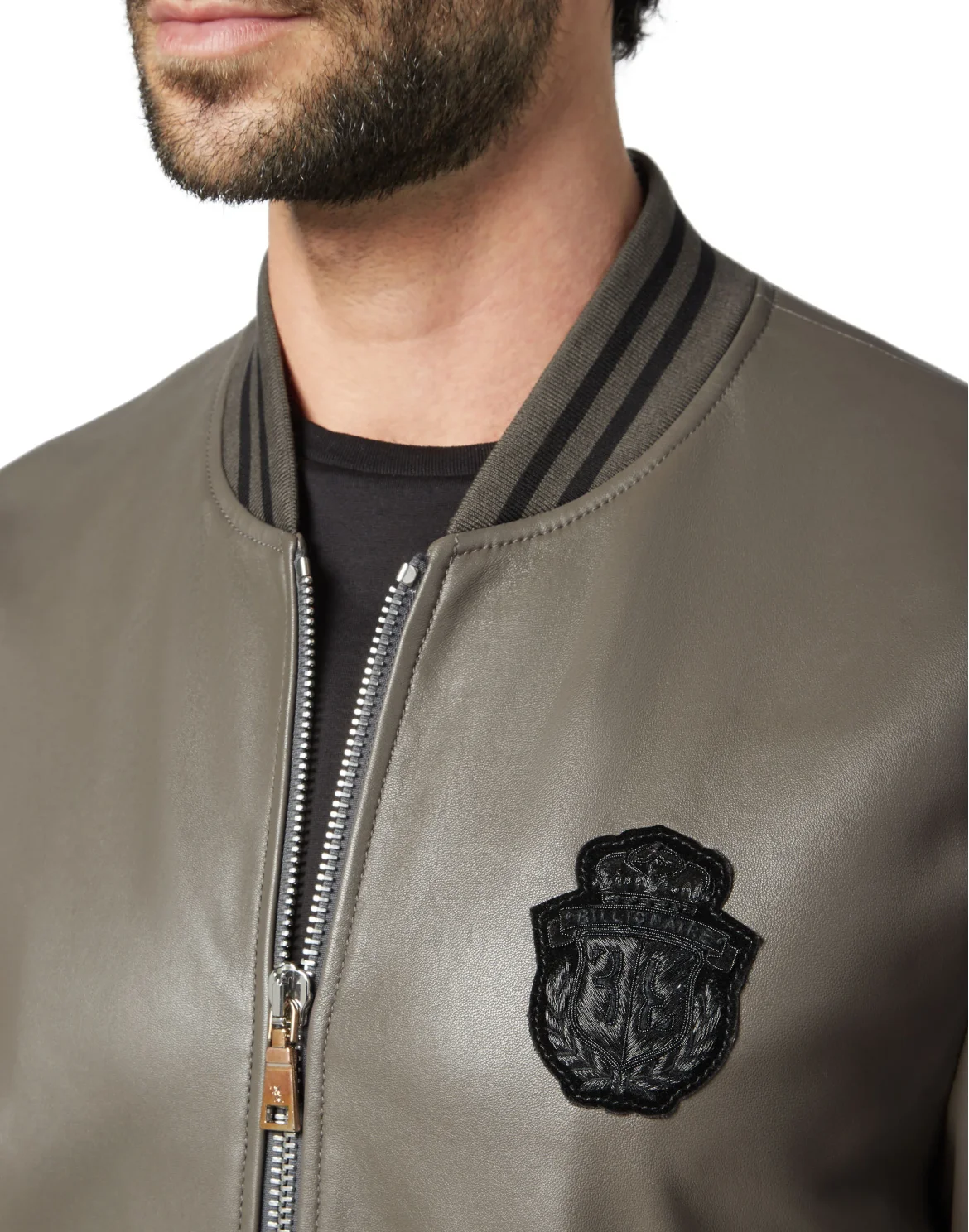 Leather Bomber Crest, цвет: Серый