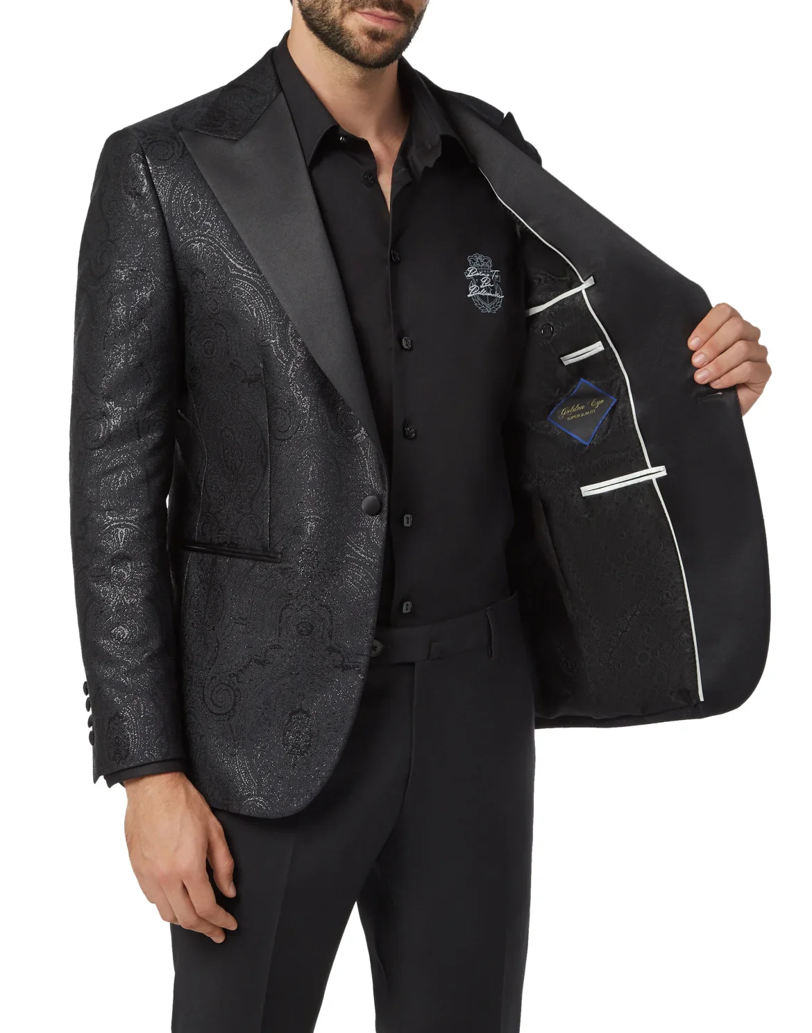 Blazer Super Slim Fit Paisley, цвет: Черный