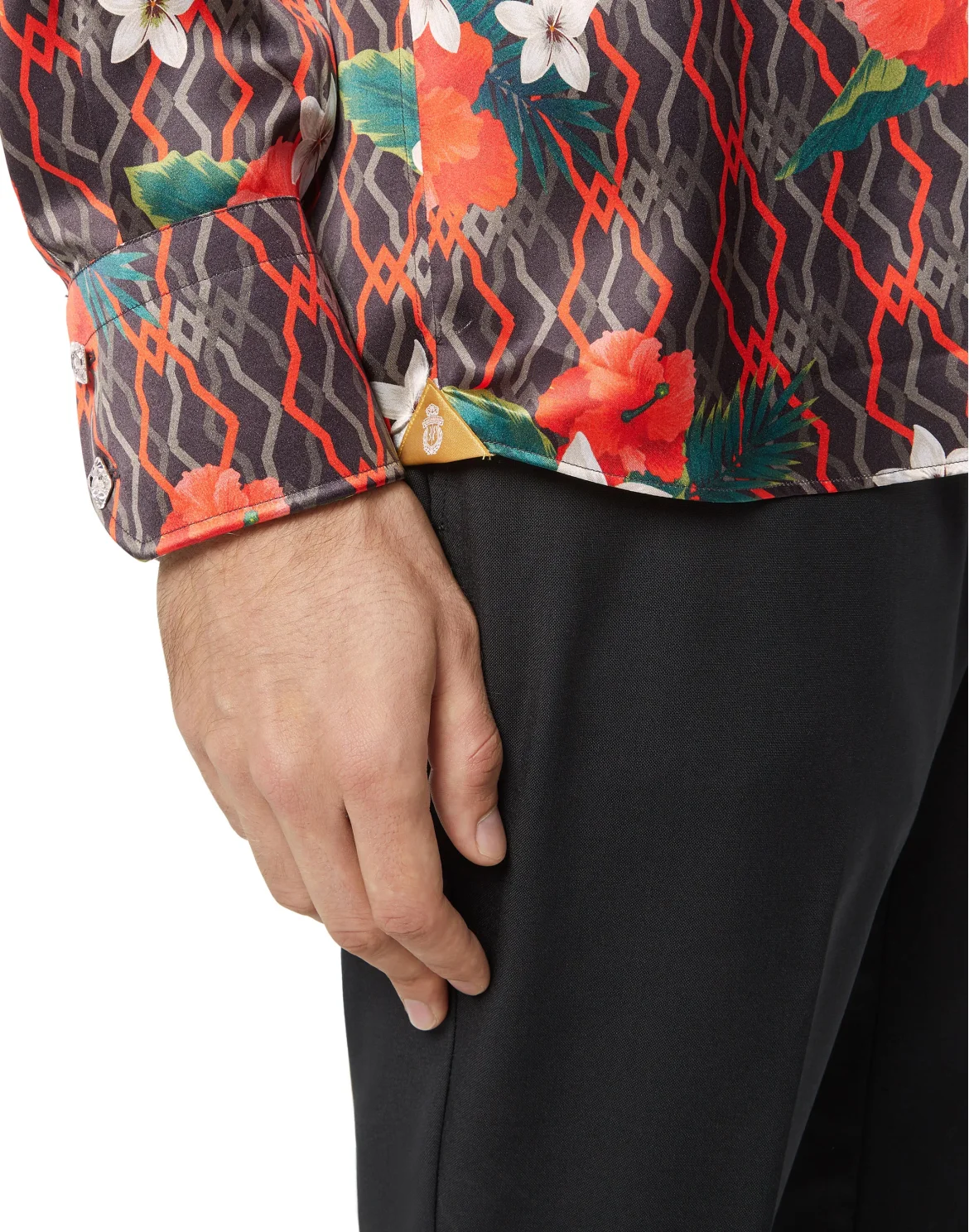 Shirt Gold Cut LS/Flavio Flowers, цвет: Черный