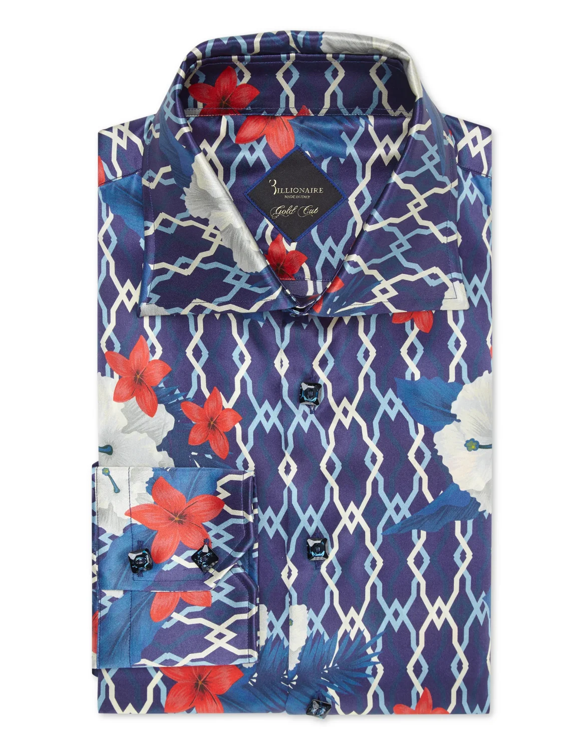 Shirt Gold Cut LS/Flavio Flowers, цвет: Синий