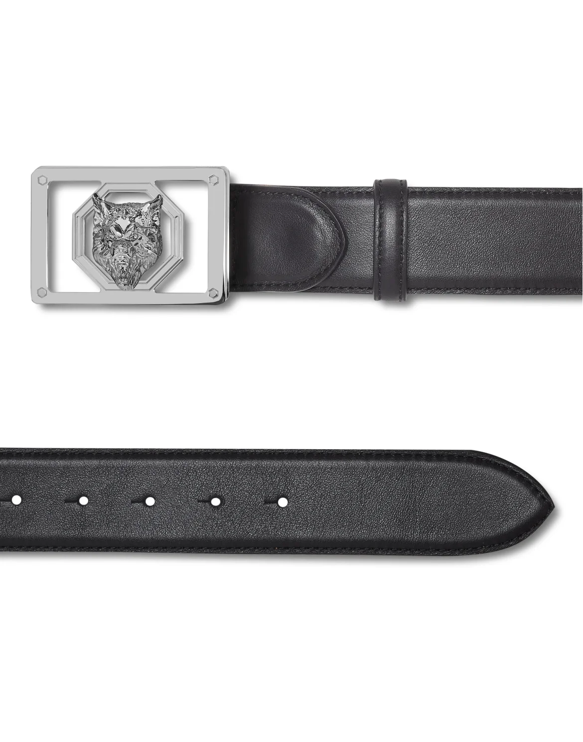 Leather Belt Wolf, цвет: Черный