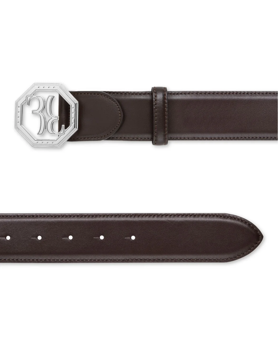 Leather Belt Double B, цвет: Коричневый