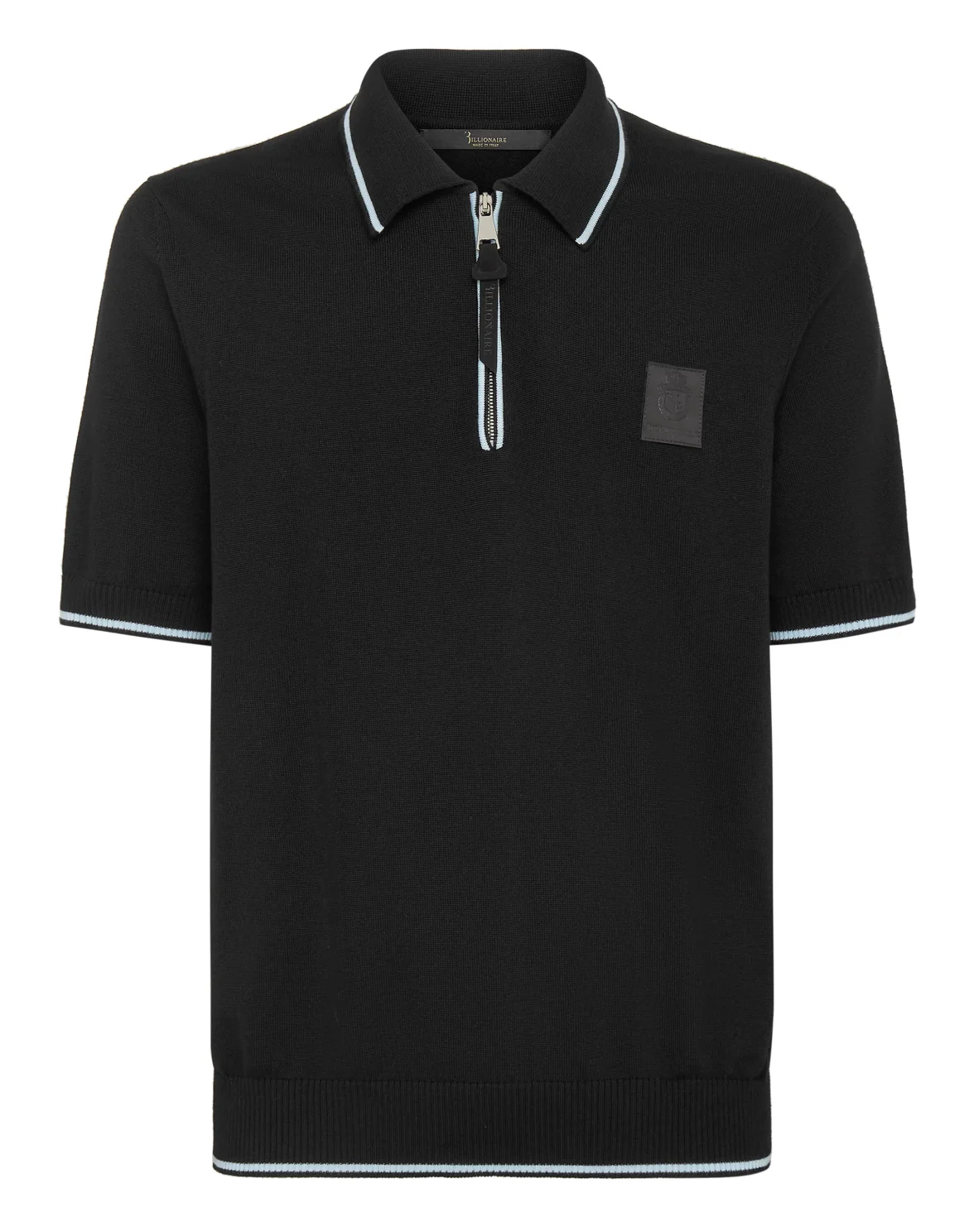 Wool and cotton Pullover Polo-Neck SS Crest, цвет: Черный