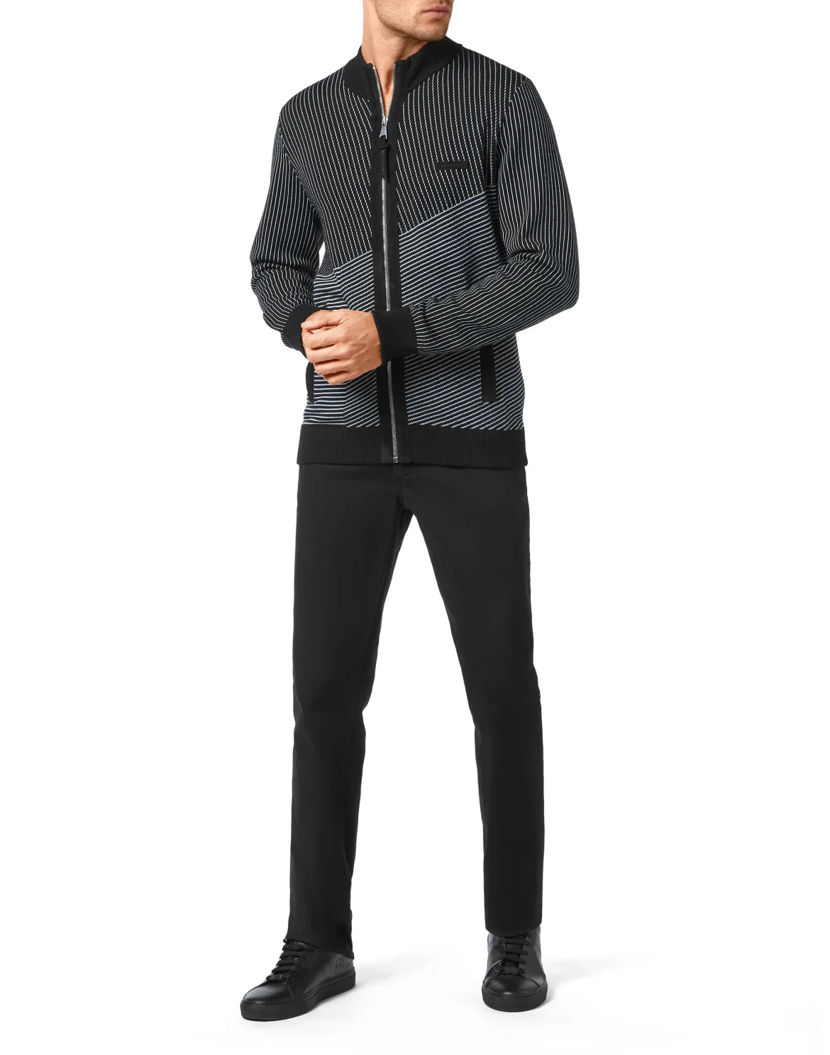 Wool and Cotton Pullover full zip Iconic, цвет: Черный
