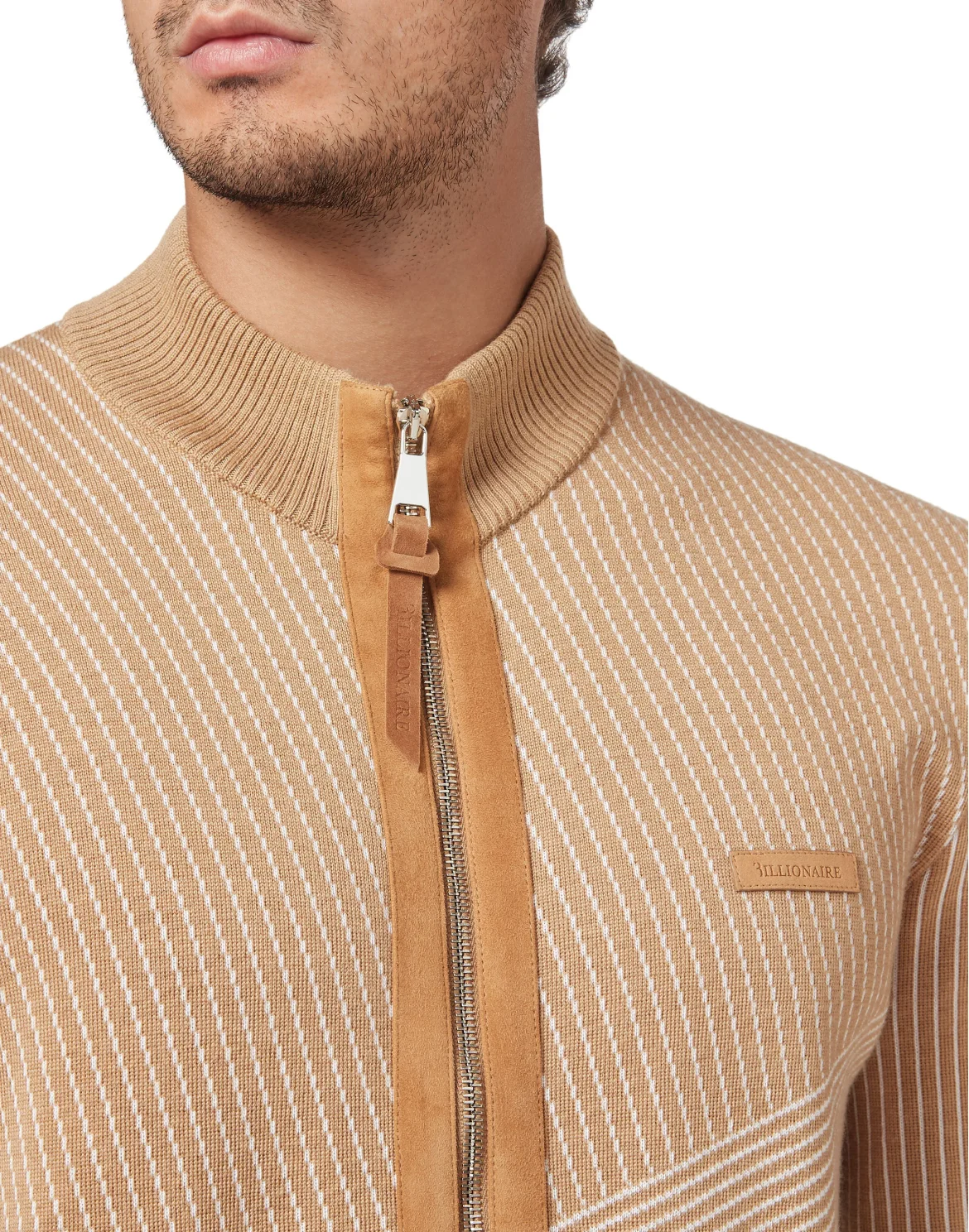 Wool and Cotton Pullover full zip Iconic, цвет: Бежевый