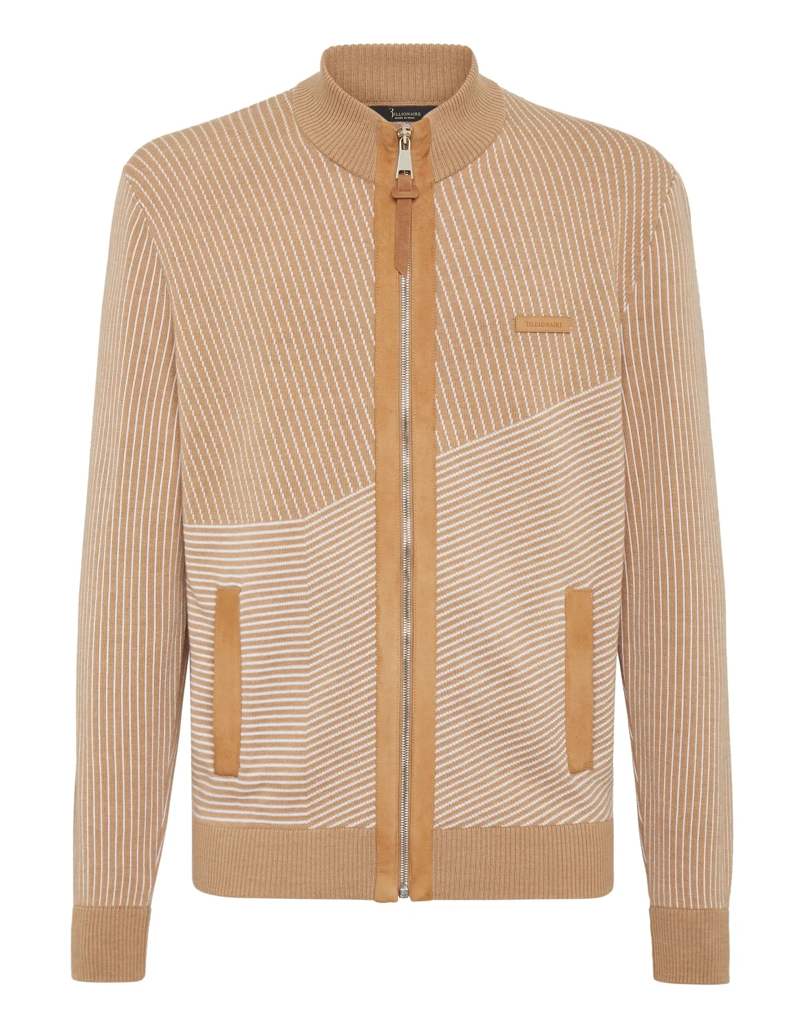 Wool and Cotton Pullover full zip Iconic, цвет: Бежевый